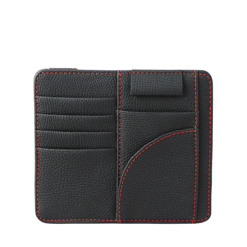 Multi-Purpose Car Sun Visor Organizer Auto Sunshade Ticket Card Pen Storage Holder Pouch Pocket Car Interior Accessory - Delicate Leather
