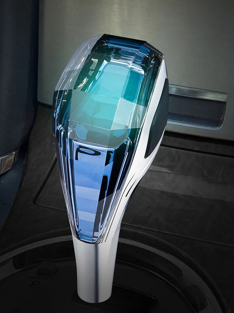 Universal Crystal LED Gear Shift Knob | Stylish Car Gear Head with Illuminated Design (SP17) - Delicate Leather
