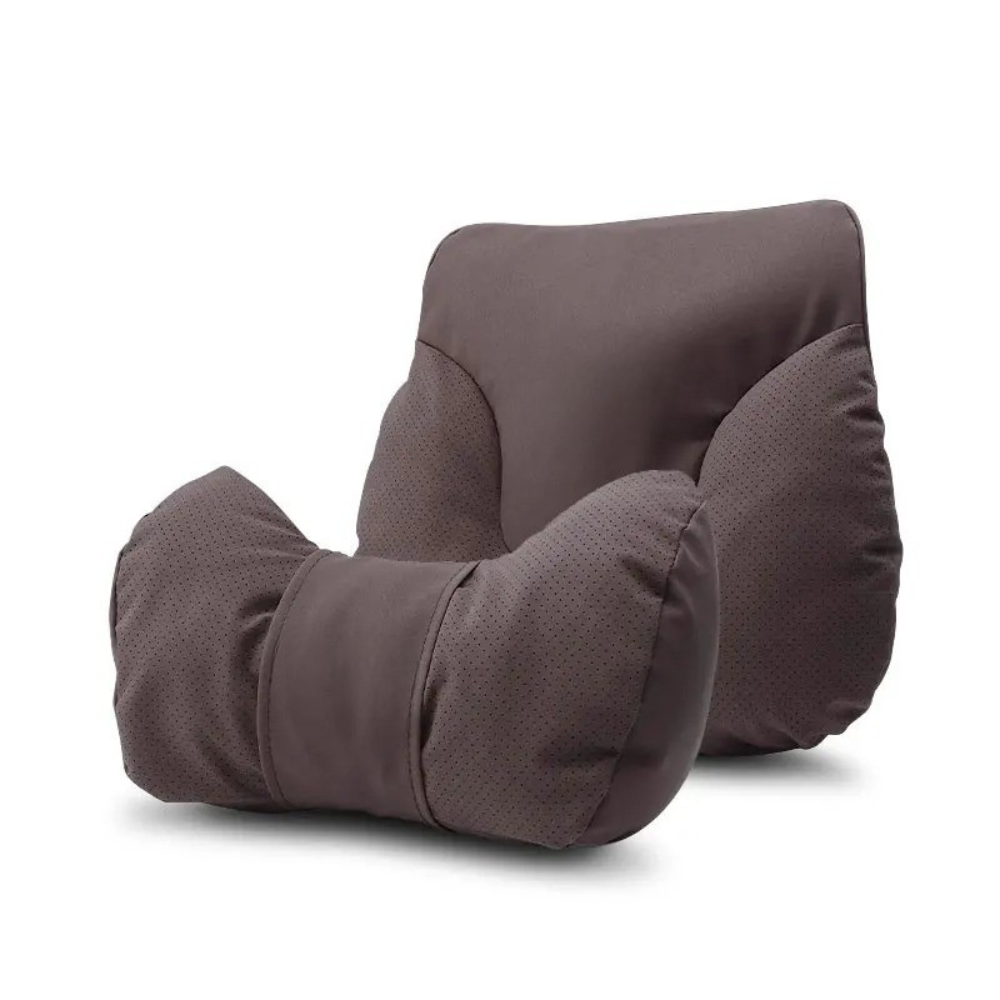 Car Seat Headrest and Lumbar Support Cushion for Car - Delicate Leather