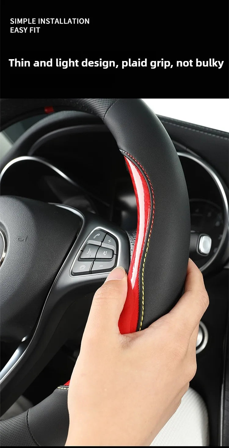 Microfiber Leather Steering Wheel Cover – Anti-Slip Universal O/D Shape Interior Accessory - Delicate Leather
