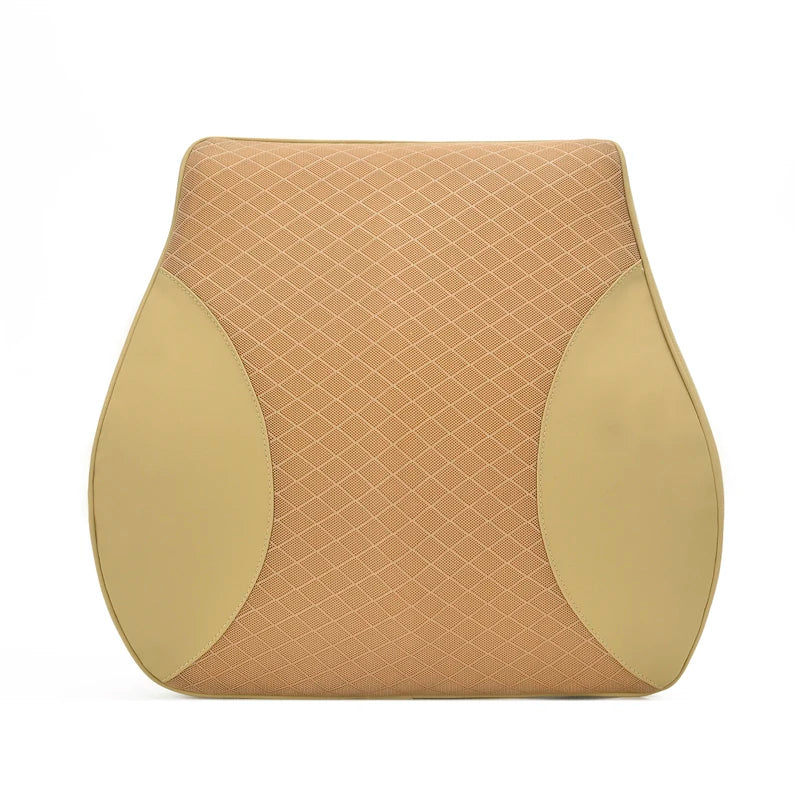 Premium Memory Foam Car Lumbar and Neck Pillow Car Seat Neck Pillow Waist Cushion for Neck Pain and Headrest Support - Delicate Leather