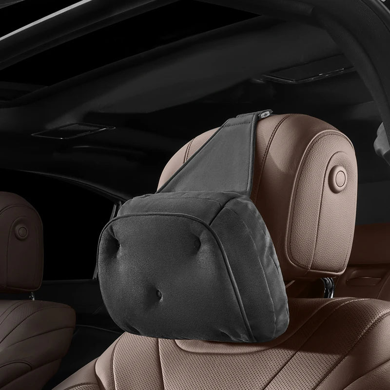 2PCS Memory Foam Car Headrest & Lumbar Support Set – Breathable Neck and Back Cushions - Delicate Leather