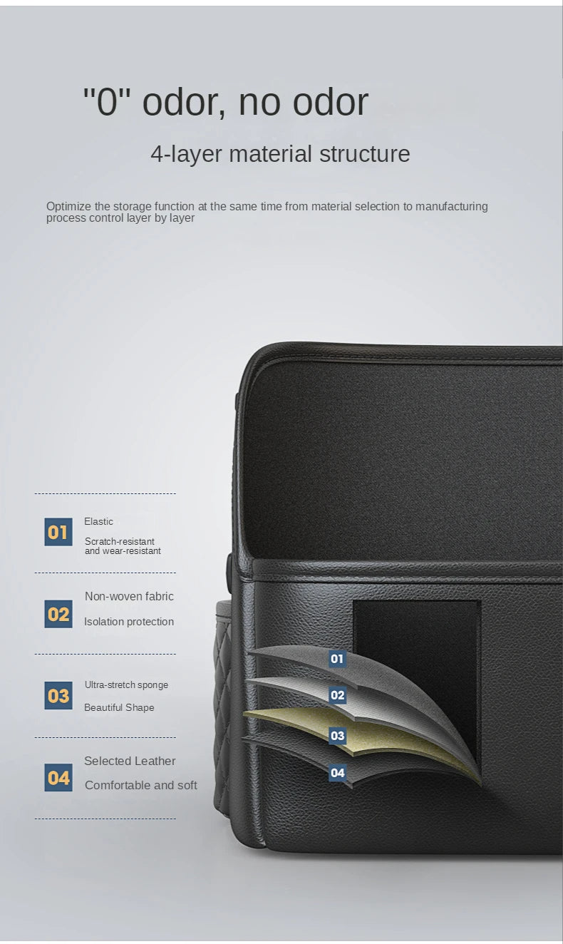 Leather Car Seat Middle Hanger Storage Bag Luxury Auto Handbag Holder Between Seats Tissue Water Cup Pockets Stowing Tidying - Delicate Leather