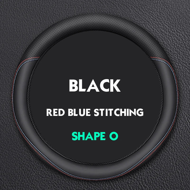 Leather Steering Wheel Cover – Anti-Slip 38cm Universal Luxury Style Interior Accessory - Delicate Leather