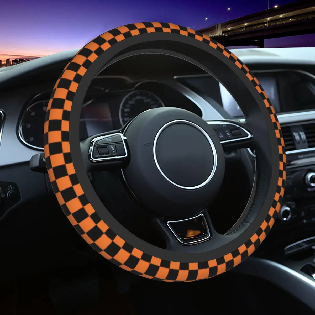 Lightly Padded Non Slip Steering Wheel Cover - Checkers Style , Car Steering Wheel Cover, Car Accessories 16