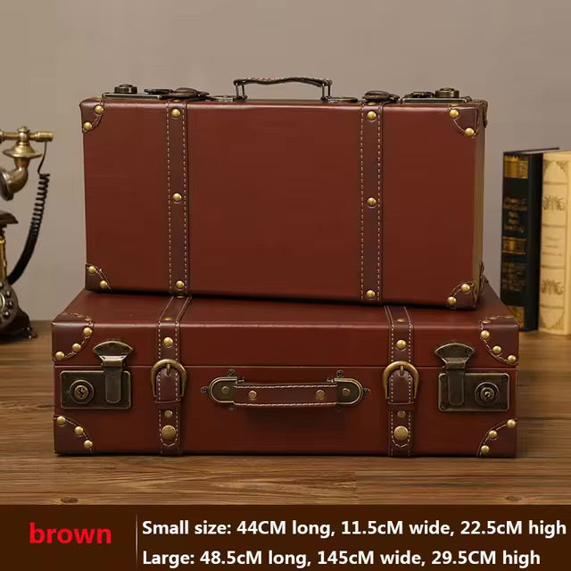 Customized Vintage Travel Suitcases Large Capacity Wooden Luggage, Clothes Storage Organizer Boxes, Decorative Props