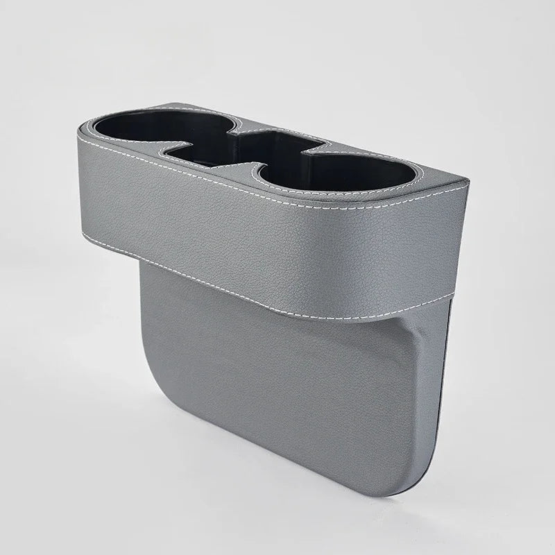 Leather Car Seat Gap Cup Holder Organizer – Side Pocket Storage Tray Universal Interior Accessory - Delicate Leather