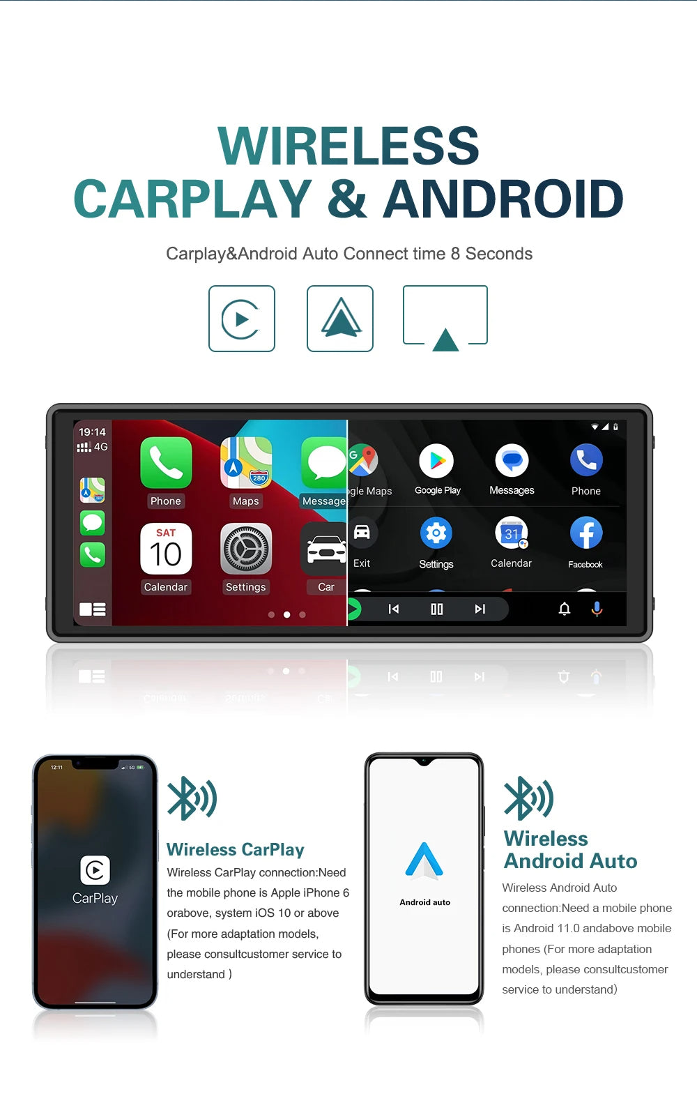 Universal 10.26 Inch Car Radio – Wireless CarPlay & Android Auto, WIFI Multimedia MP5 Player for Apple & Android 20 - Delicate Leather