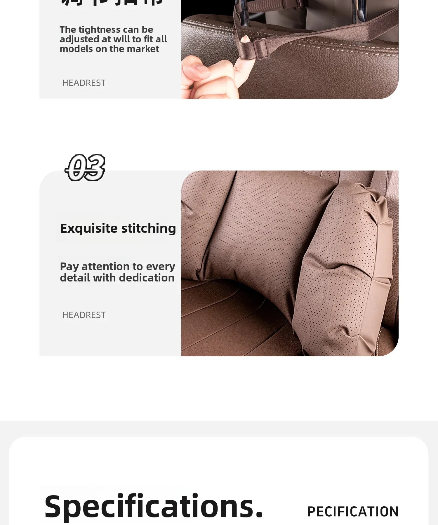 Universal Car Headrest & Lumbar Support Pillow – Breathable Perforated Leather Seat Cushion Set - Delicate Leather