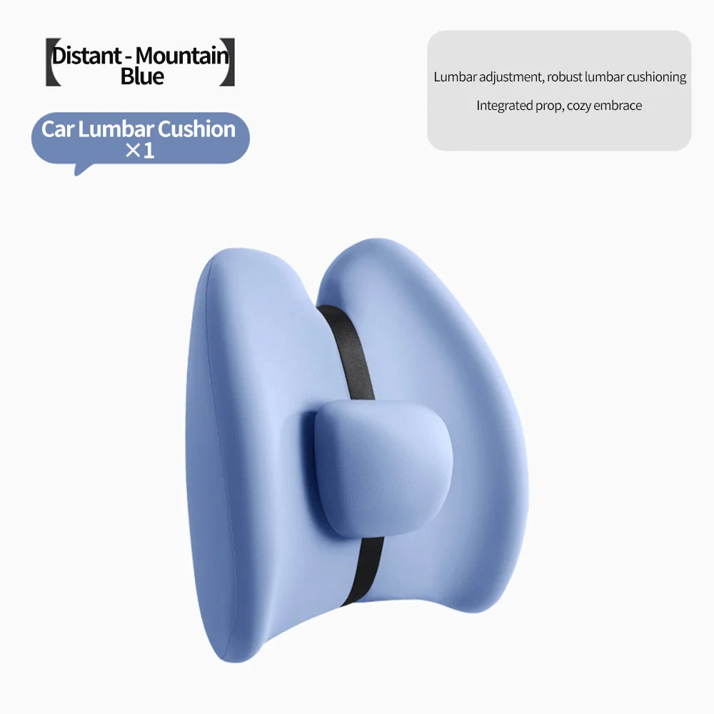 Memory Foam Car Headrest & Lumbar Support Set – Universal Neck and Back Cushion - Delicate Leather