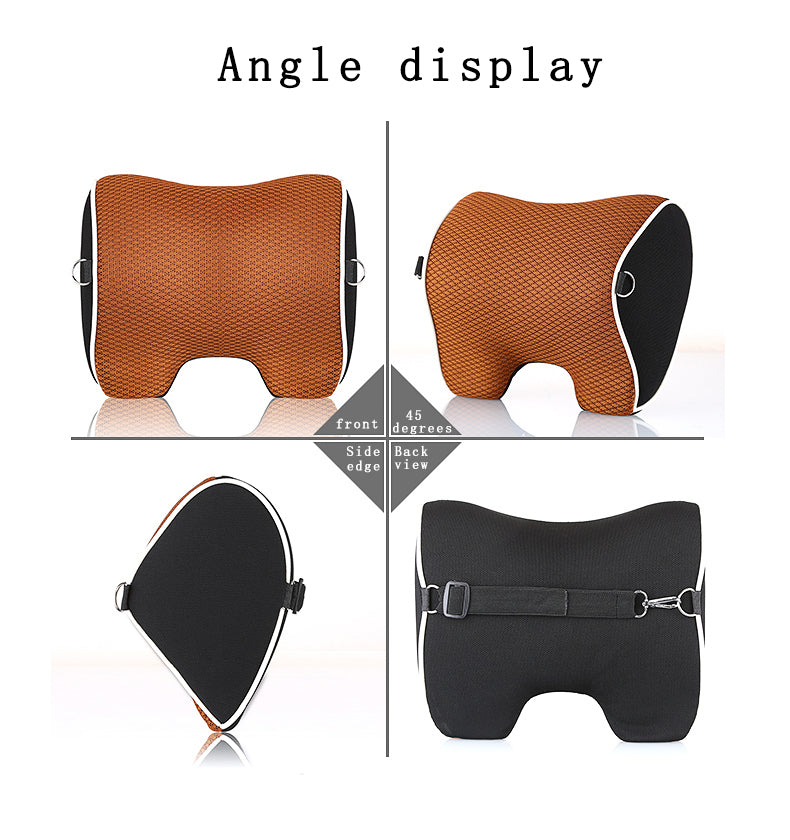3D Memory Foam Adjustable Therapeutic Car Seat Neck Headrest Support Pillow - Delicate Leather