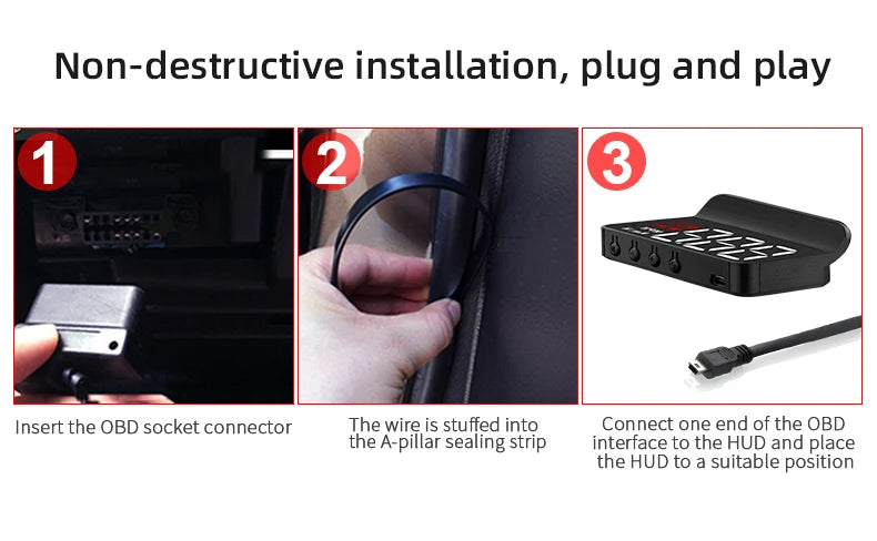 OBD2 HUD Car Head-Up Display | Digital Speedometer & Windshield Projector for Auto Accessories M3 (SP19) - Delicate Leather
