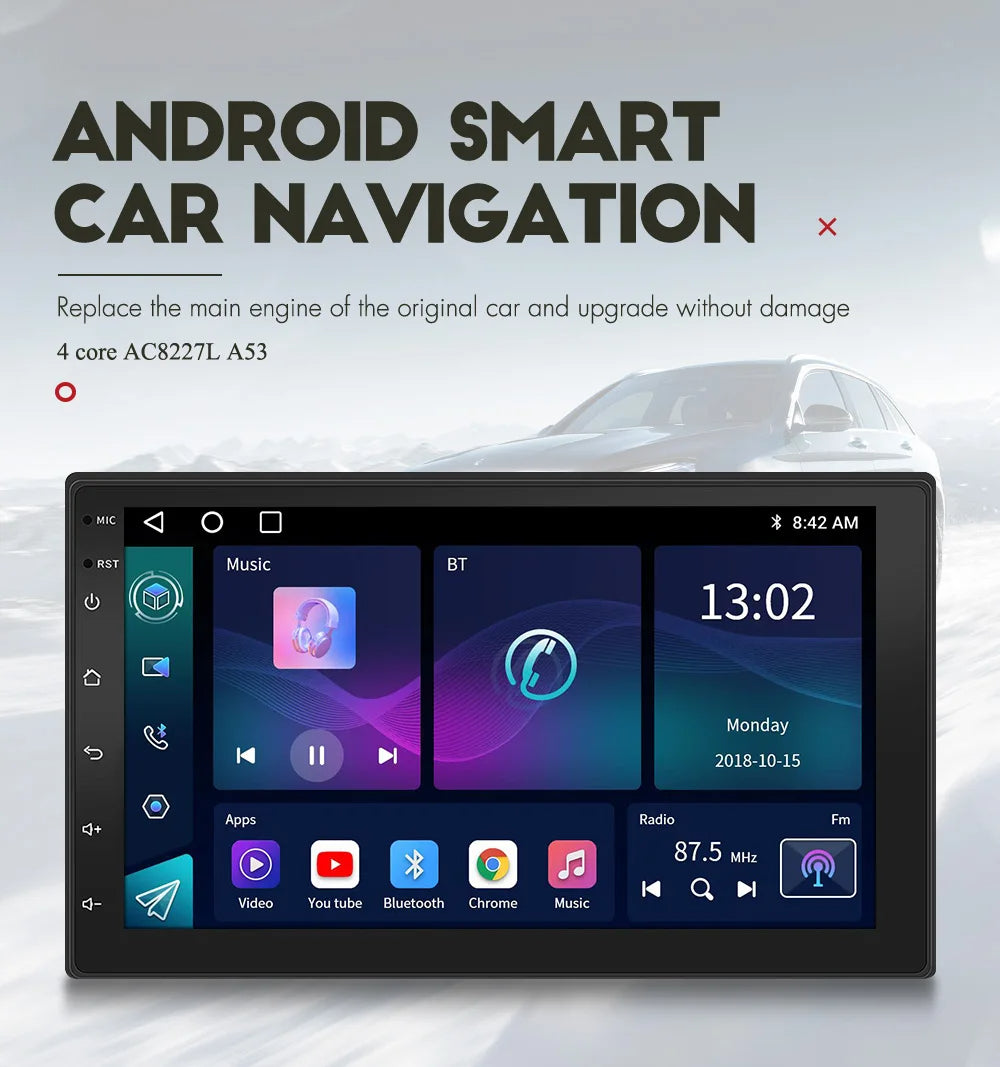 Wireless CarPlay & Android Auto 2 Din Car Radio – 7"/9" Glass Screen GPS Navigator, Wi-Fi, FM, Bluetooth MP5 Player 22 - Delicate Leather