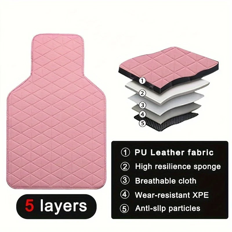4-Piece Waterproof PU Leather Car Floor Mats – Durable, Fashionable & All-Weather Protection, Gift For Mother's Day 2025 - Delicate Leather
