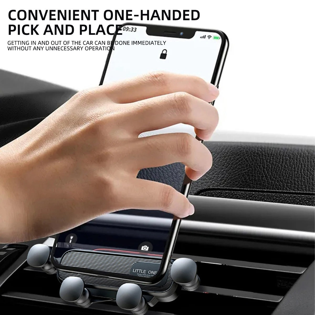 Gravity Car Phone Holder - Universal Shockproof Air Vent Mount for 4.7-7 Inch Smartphones - Delicate Leather