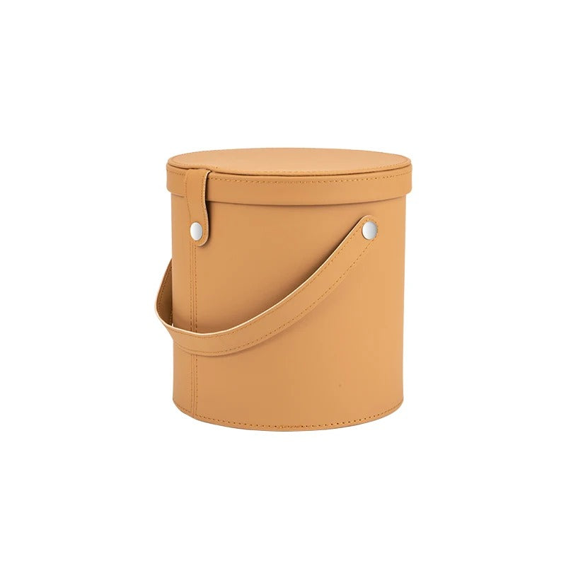 Car Trash Can - Leather Storage Bucket for Car Accessories - Delicate Leather