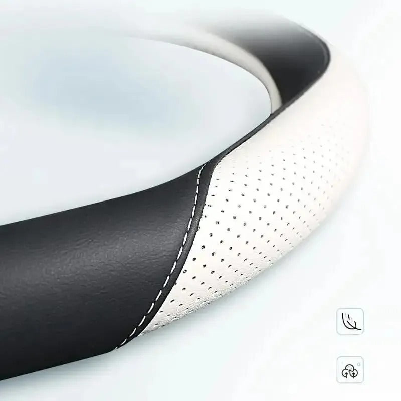 3D Embossed PU Leather Steering Wheel Cover – Universal Anti-Slip Interior Accessory - Delicate Leather