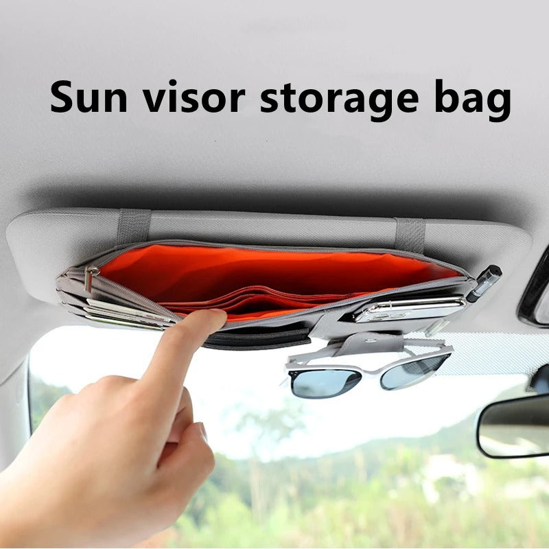 Car Visor Organizer - Sunglasses Holder and Visor Accessories for Trucks - Delicate Leather