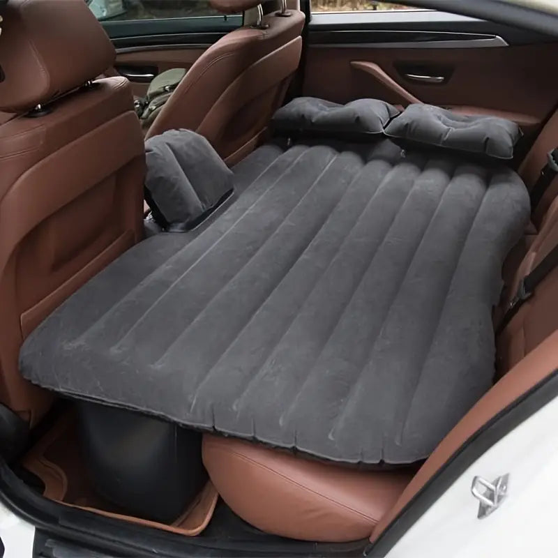 Premium Inflatable Car Mattress for Back Seat – Travel Air Bed with Air Pump and Two Pillows, Ideal for Camping, Road Trips, and SUVs/Trucks - Delicate Leather