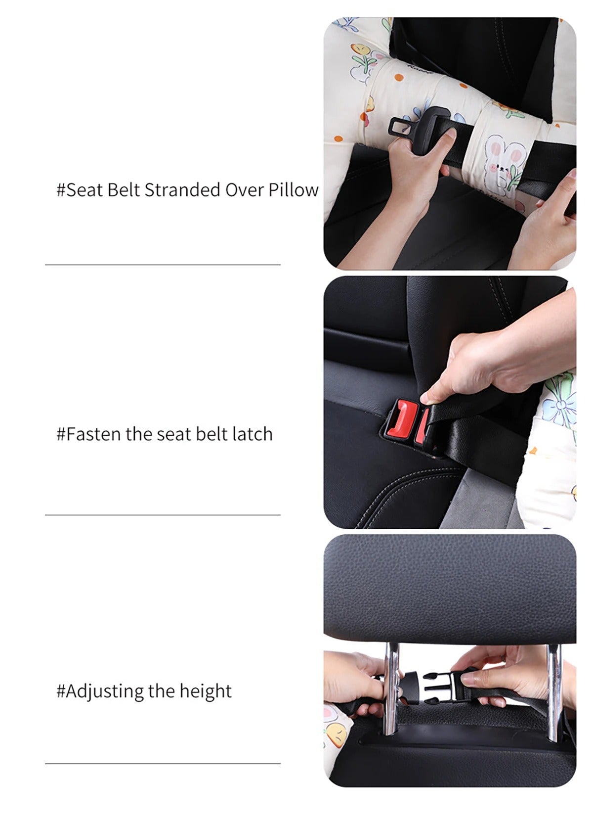 1 Set Cute Kid and Adult Car Sleeping Neck Head Support H-Shape Travel Pillow Cushion, Car Seat Safety Neck Pillow for Child and Women - Delicate Leather