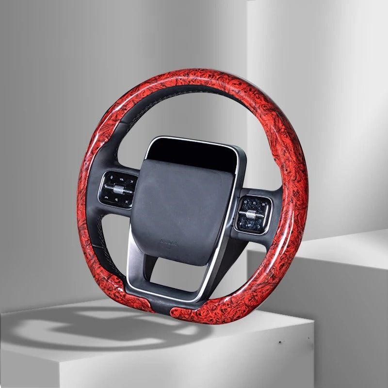 Universal Anti-Slip Wood Grain Steering Wheel Cover 38cm (15 Inch) – Premium Car Steering Wheel Protector - Delicate Leather