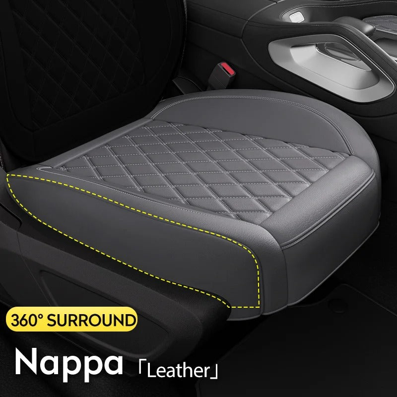 Nappa Leather Car Seat Pad – Waterproof Universal Fit Cushion, Wrap-Around Design Seat Protector - Delicate Leather
