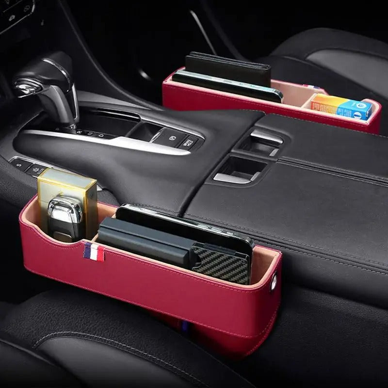 Leather Car Seat Gap Filler Universal Car Seat Gap Pockets Console Organizer Multi-Functional Crevice Storage Box Interior - Delicate Leather