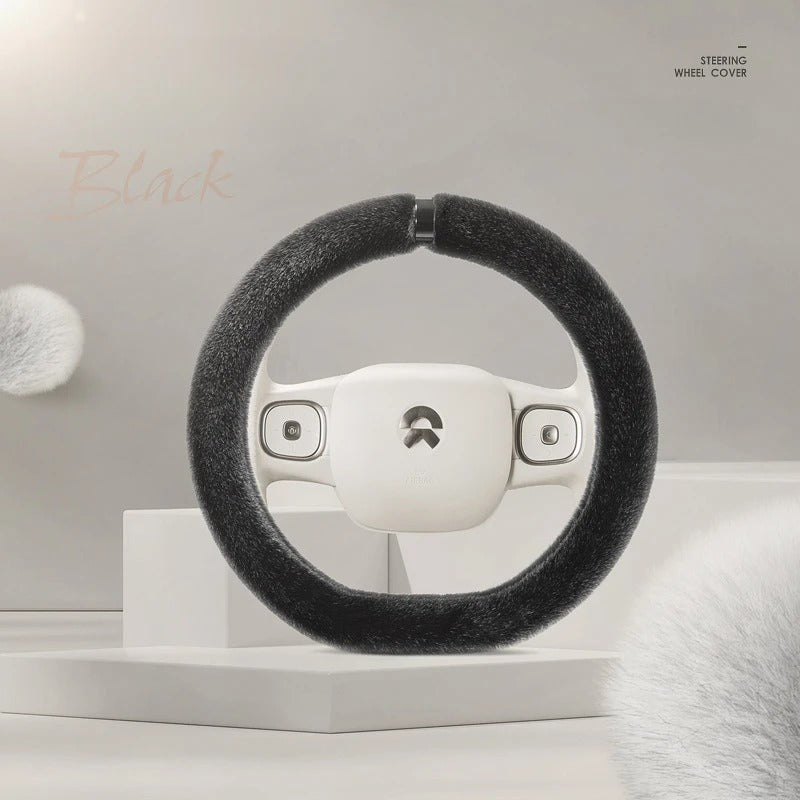 Luxury Plush Steering Wheel Cover – Universal 15-Inch Soft Fluffy Winter Grip (O & D Shape) - Delicate Leather