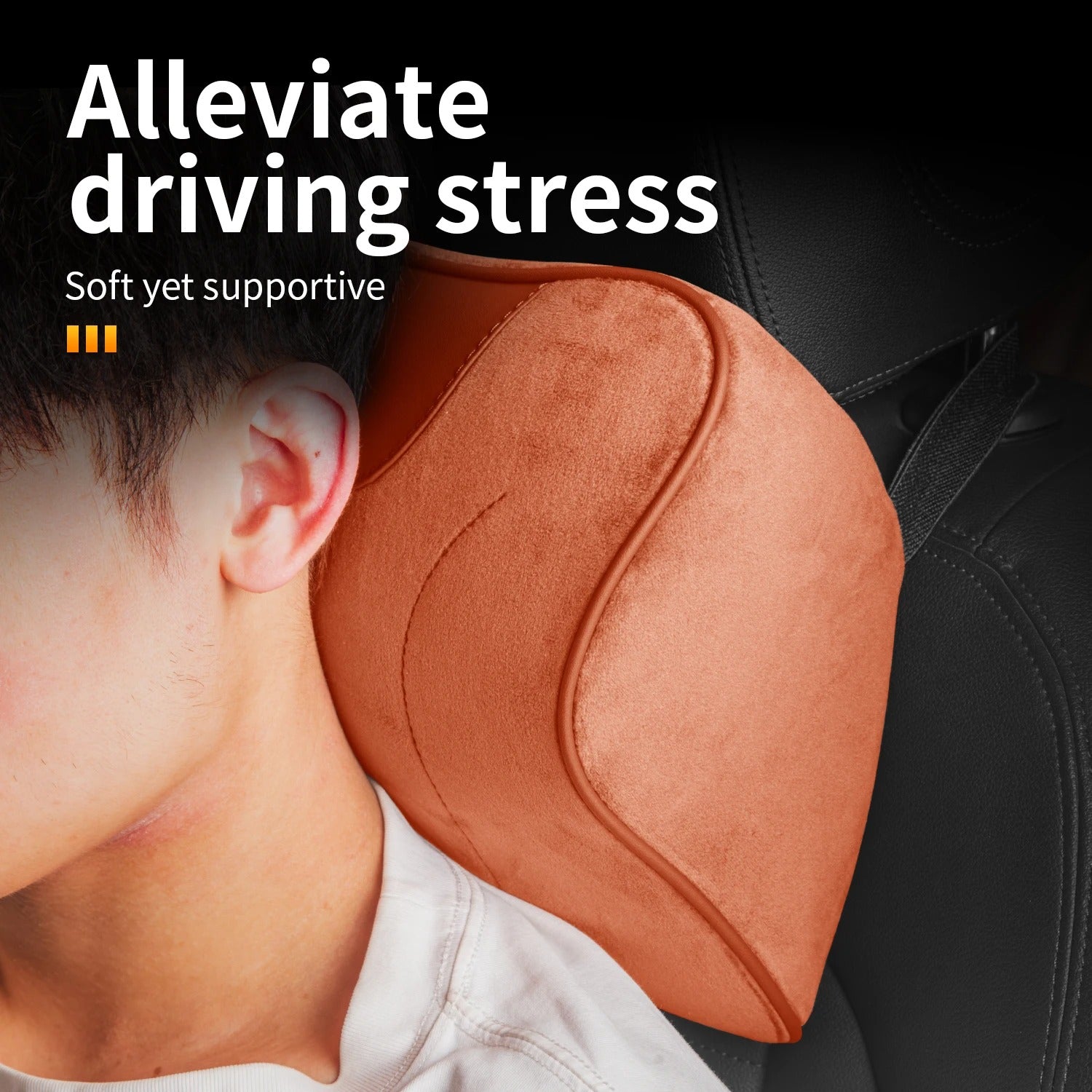 Car Seat Headrest Pillow – Universal Neck Support Cushion for Vehicle Seats - Delicate Leather