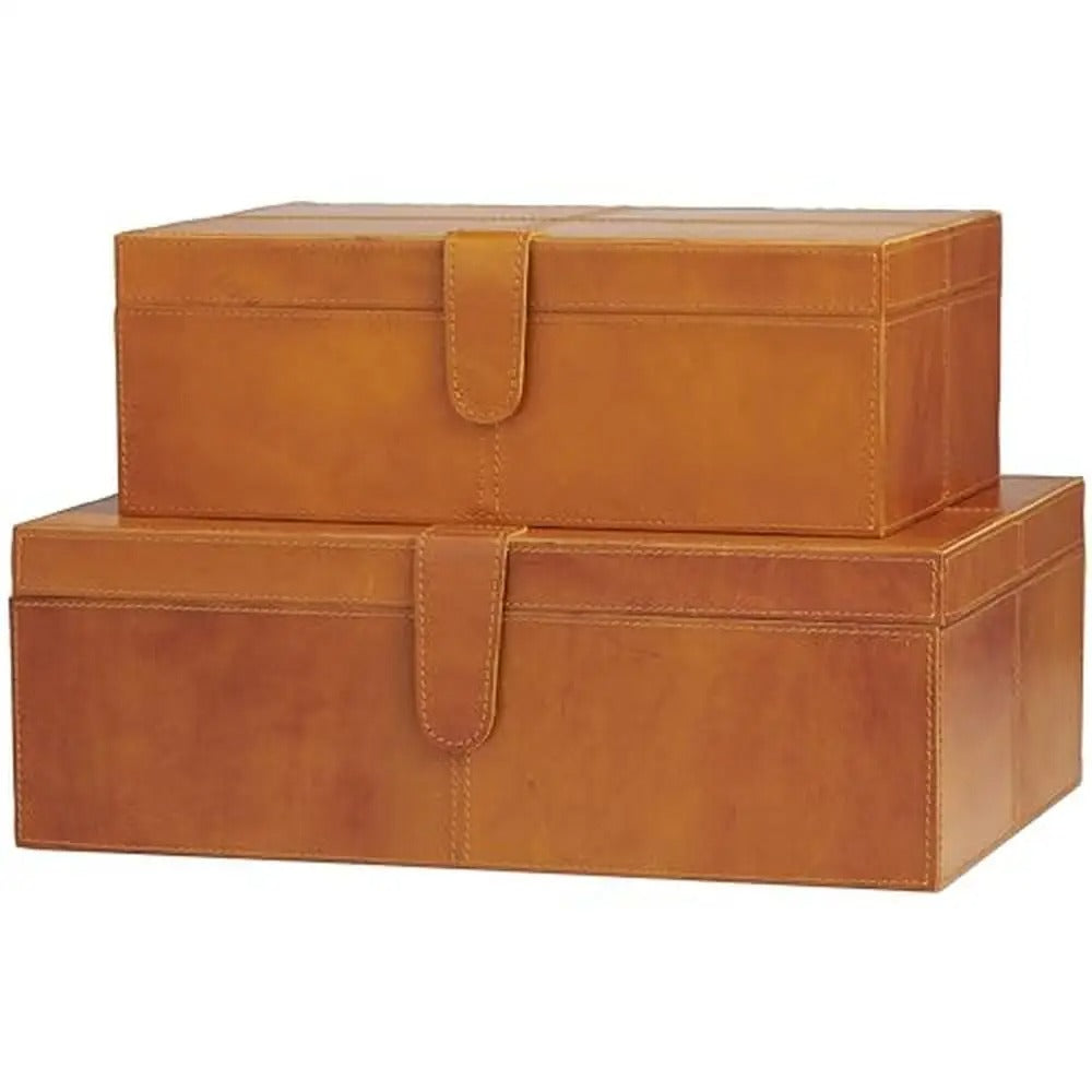 Leather Storage Box Set of 2 - Delicate Leather