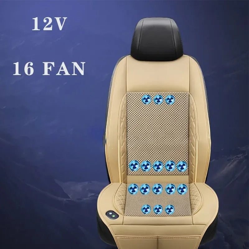 12V/24V Ventilated Massage Car Seat Cushion – Cooling and Air Circulation Pad for Summer Use - Delicate Leather