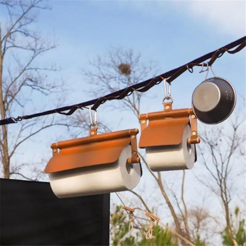 Camping Tissue Storage Box - Outdoor Household Leather Storage Bag for Dining and Travelling - Delicate Leather