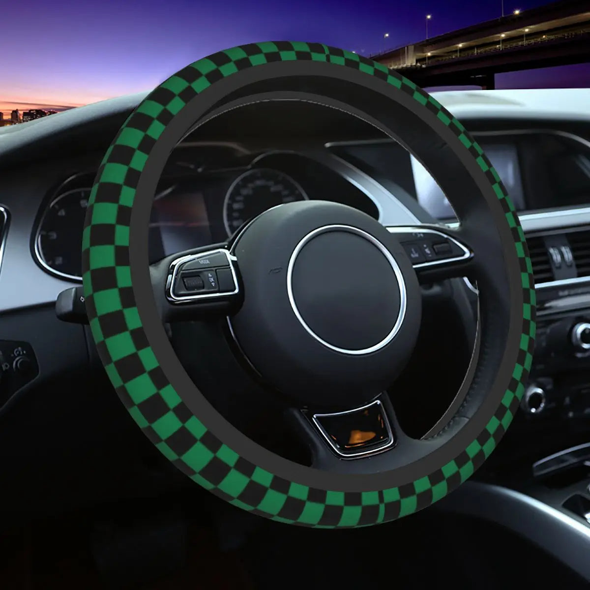 Lightly Padded Non Slip Steering Wheel Cover - Checkers Style , Car Steering Wheel Cover, Car Accessories 16