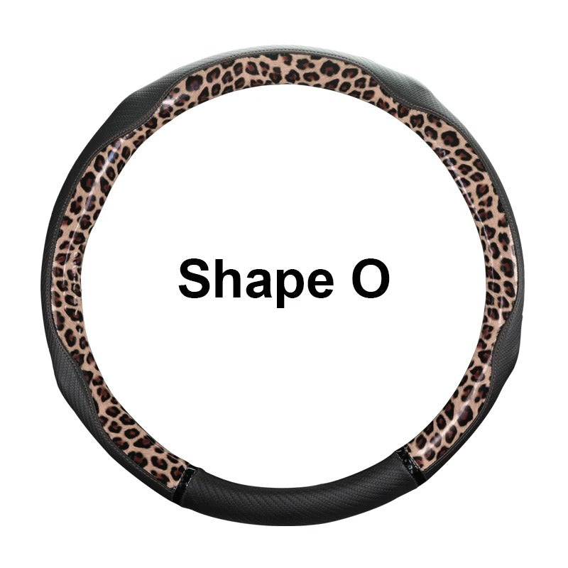Universal 38CM Steering Wheel Cover – Anti-Slip PU Leather with Leopard Print Design - Delicate Leather