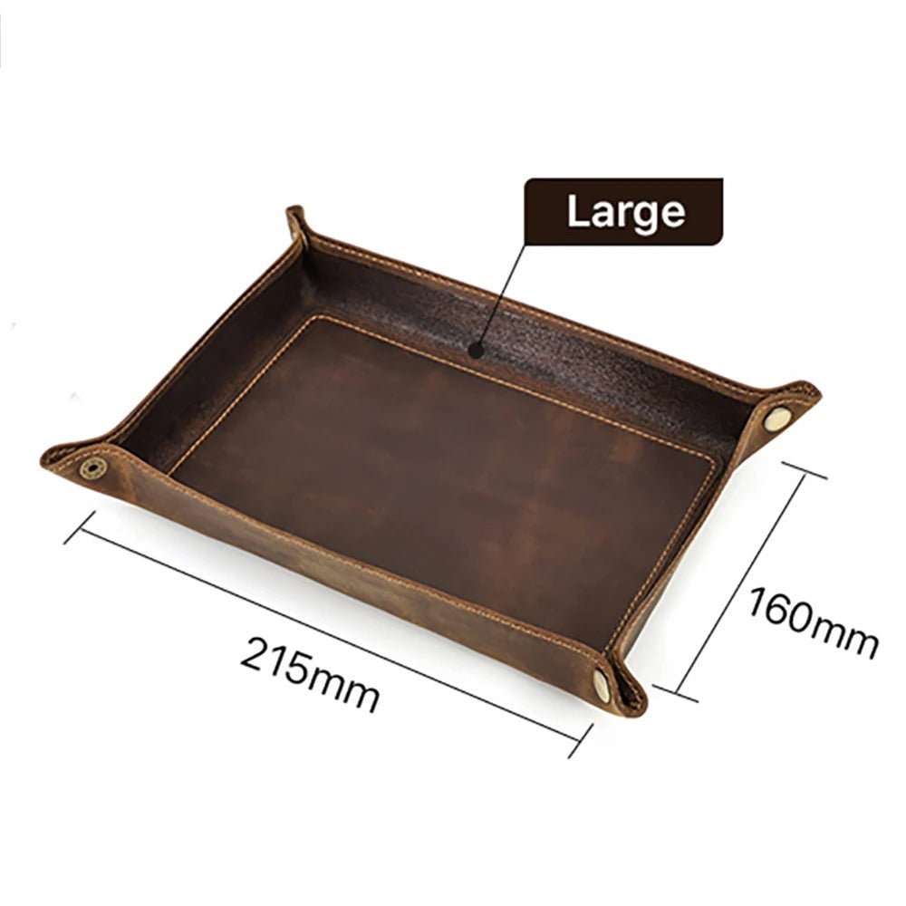 Genuine Leather Desktop Storage Tray, Jewelry Key Plate, Home Decoration Dice Tray, Wallet Coins Nubuck Leather Folding Storage Box
