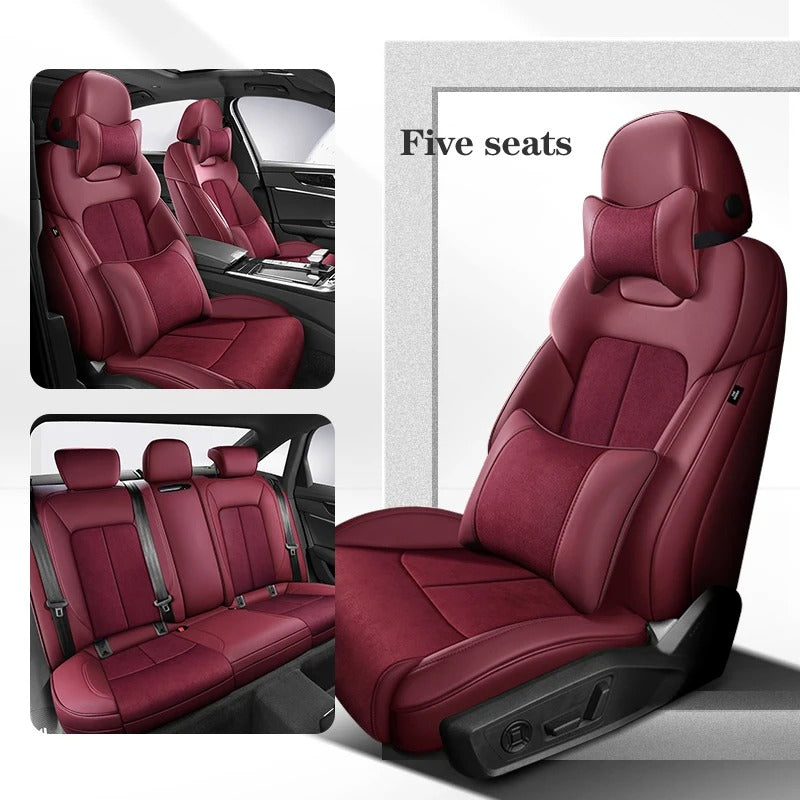 Custom Car Seat Cover Car Accessories Leather+Suede - Delicate Leather