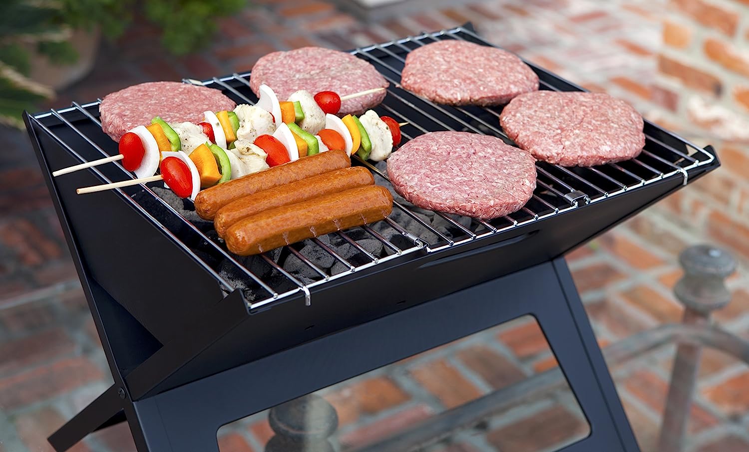 Camping Campfire Grill, Portable Folding Charcoal Grills, Backpacking BBQ Grill, Easy Portability For Outdoor Barbecues Camping Traveling Picnics Garden Beach Party - Delicate Leather