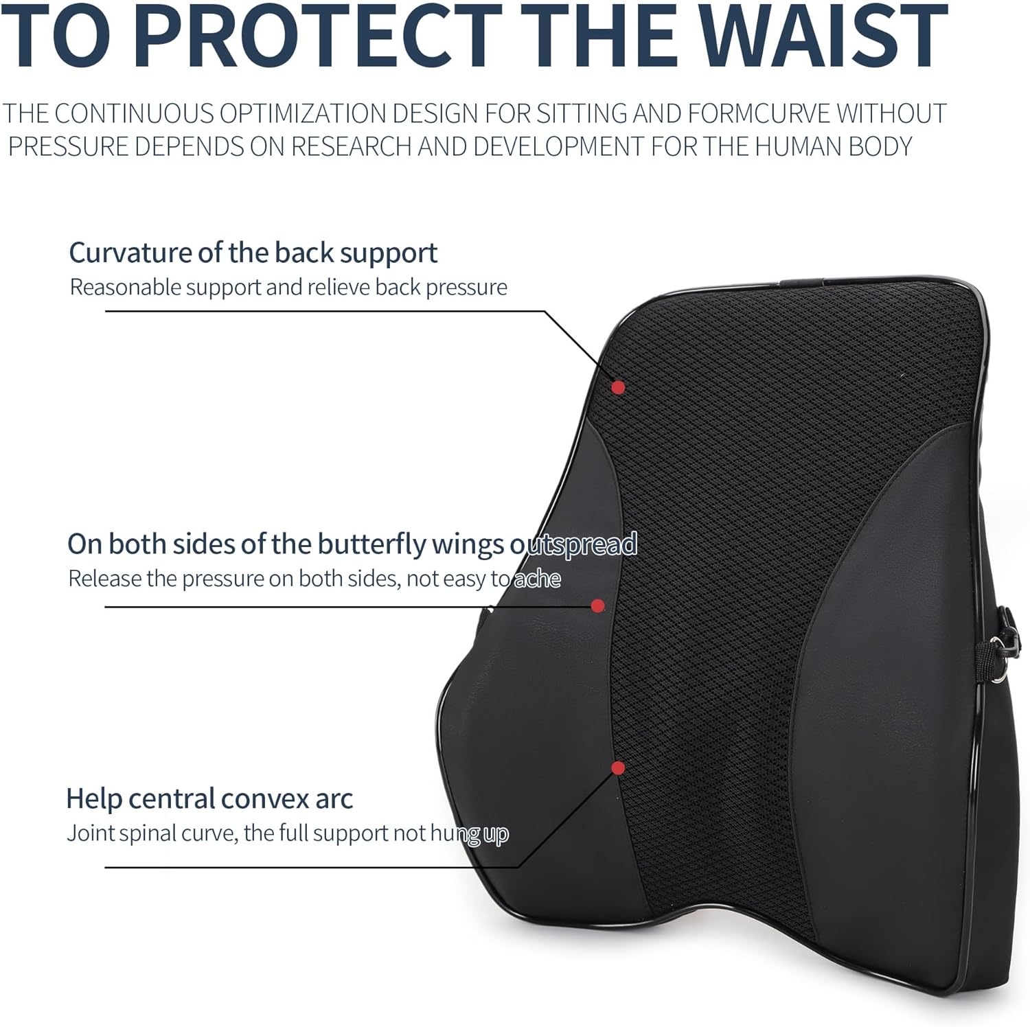 High quality Adjustable comfort Breathable Lumbar Support universal car headrest neck pillow set
