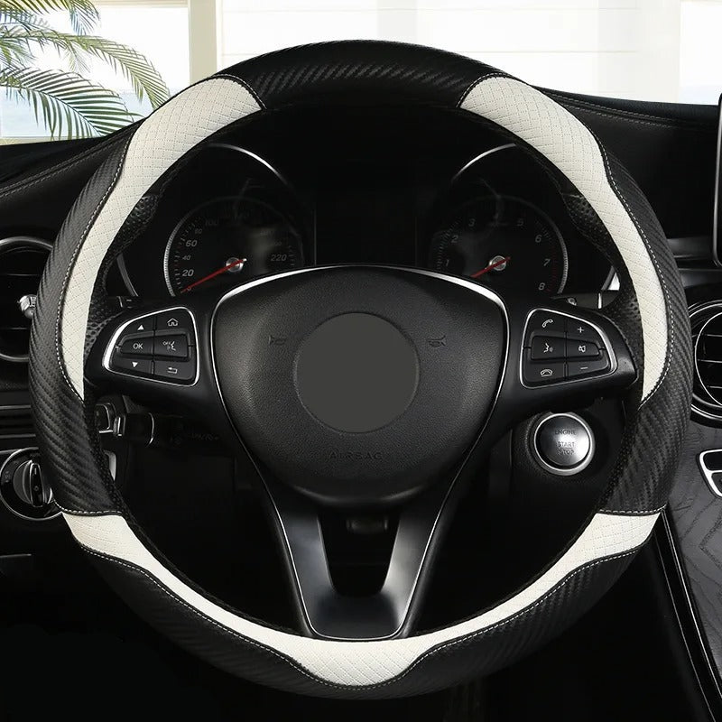 Ultra-Thin Leather Steering Wheel Cover – Breathable Non-Slip Summer Grip (O & D Shape) - Delicate Leather