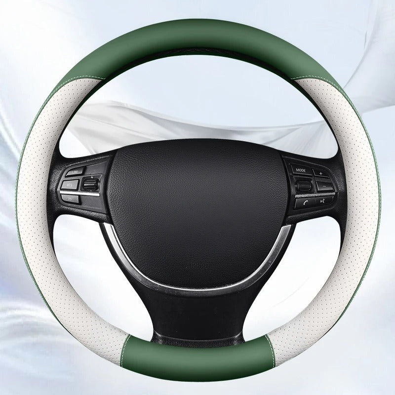 Motocovers Car Anti-Slip Leather Steering Wheel Cover – Universal 38cm Protective Cover