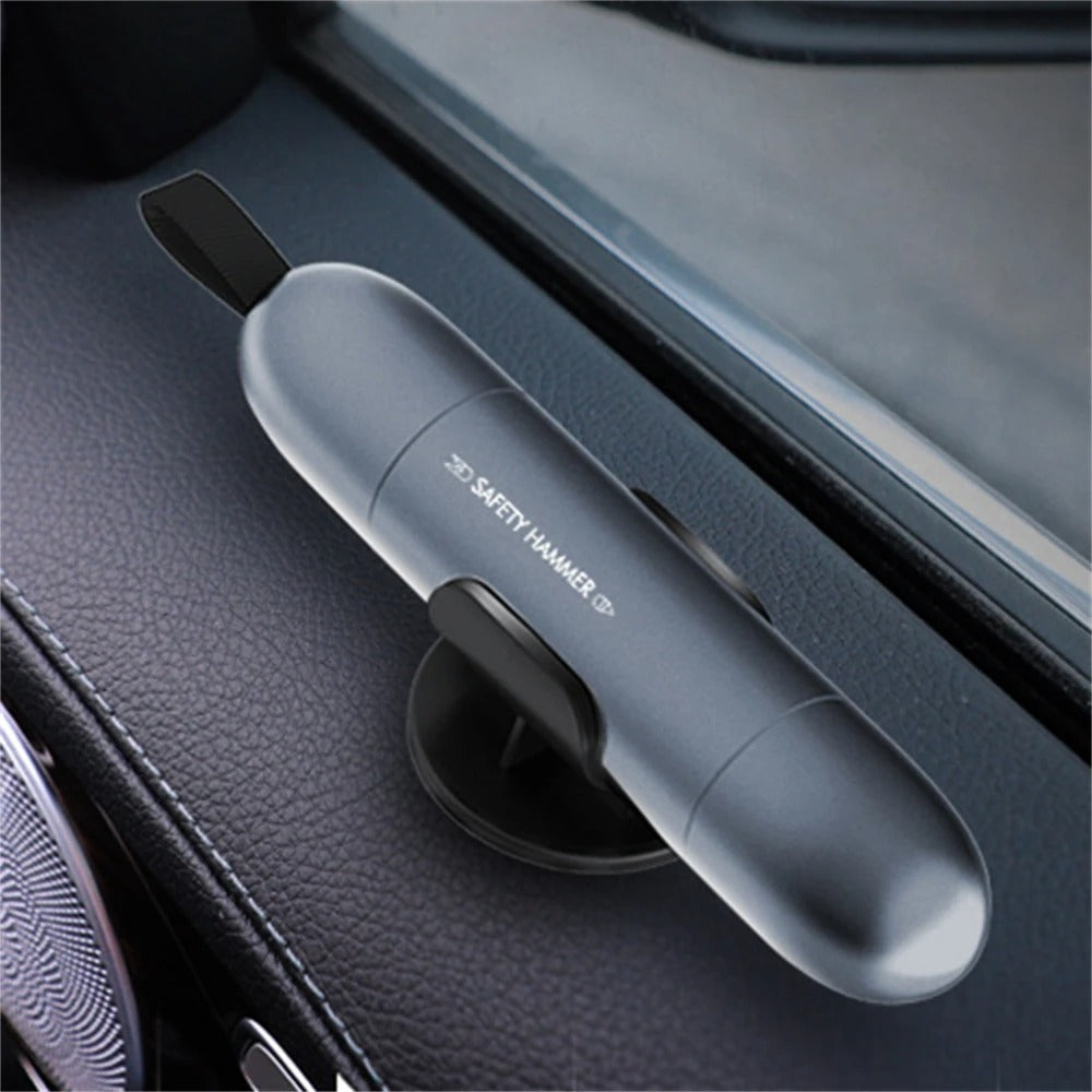 Mini Car Hammer Safety Supplies - Emergency Glass Breaker and Seat Belt Cutter for Car Security and Escape - Delicate Leather