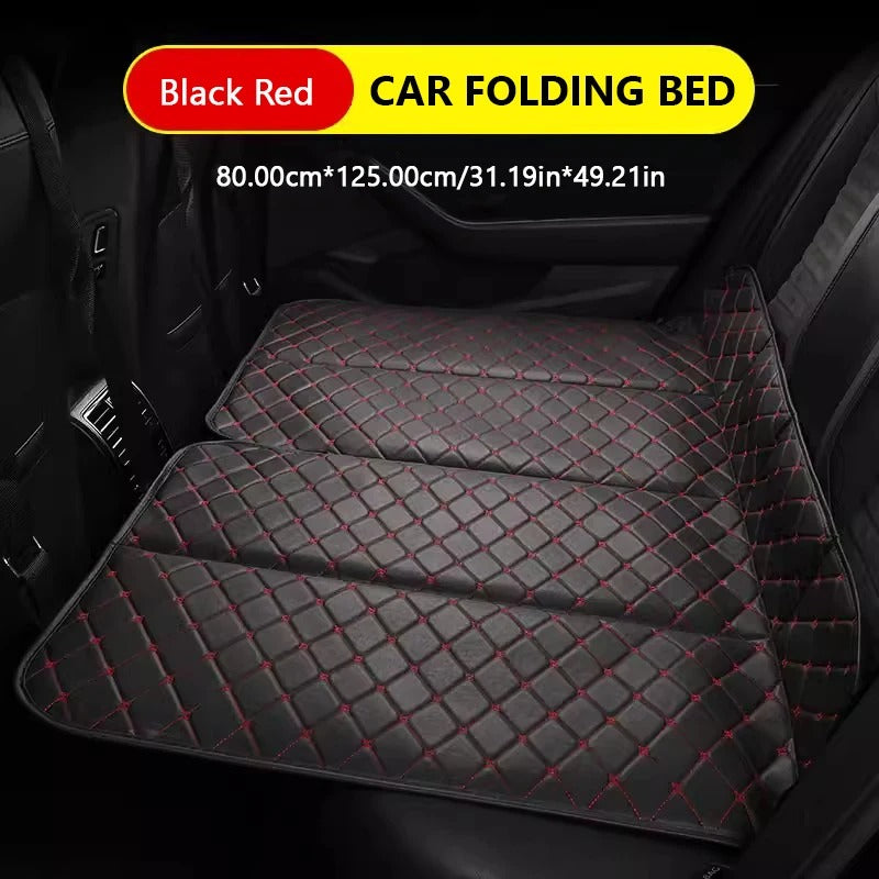 Foldable Car Travel Bed – Wear-Resistant PU Leather Sleeping Pad for SUV & Sedan