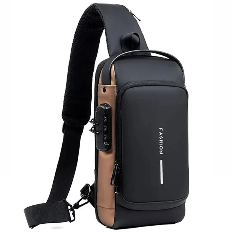 Men's Multifunction Anti-Theft USB Shoulder Bag Man Crossbody Travel Sling Chest Bag Messenger Pack - Delicate Leather