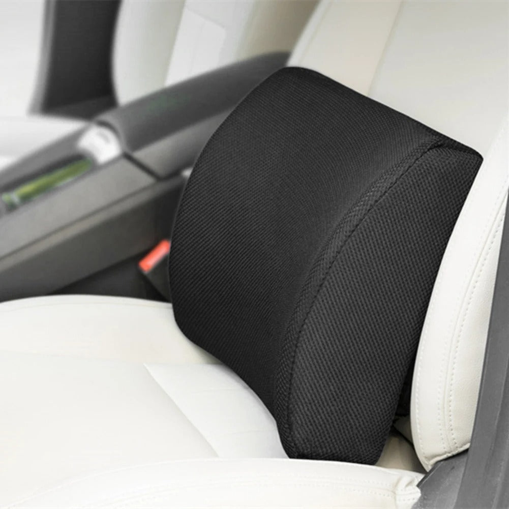 Eco-Friendly Cotton & Memory Foam Lumbar Support Cushion – 4D Breathable Mesh Pillow for Car, Reading, and Bed Rest - Delicate Leather