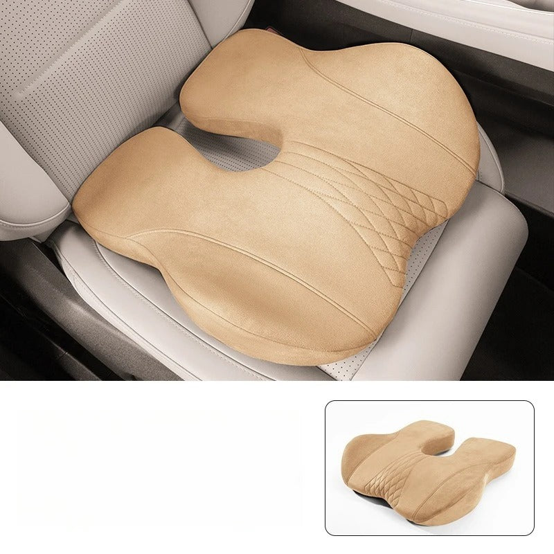 Memory Foam Seat Cushion & Lumbar Support Pillow Set – Ergonomic Chair Cushion for Car & Office - Delicate Leather