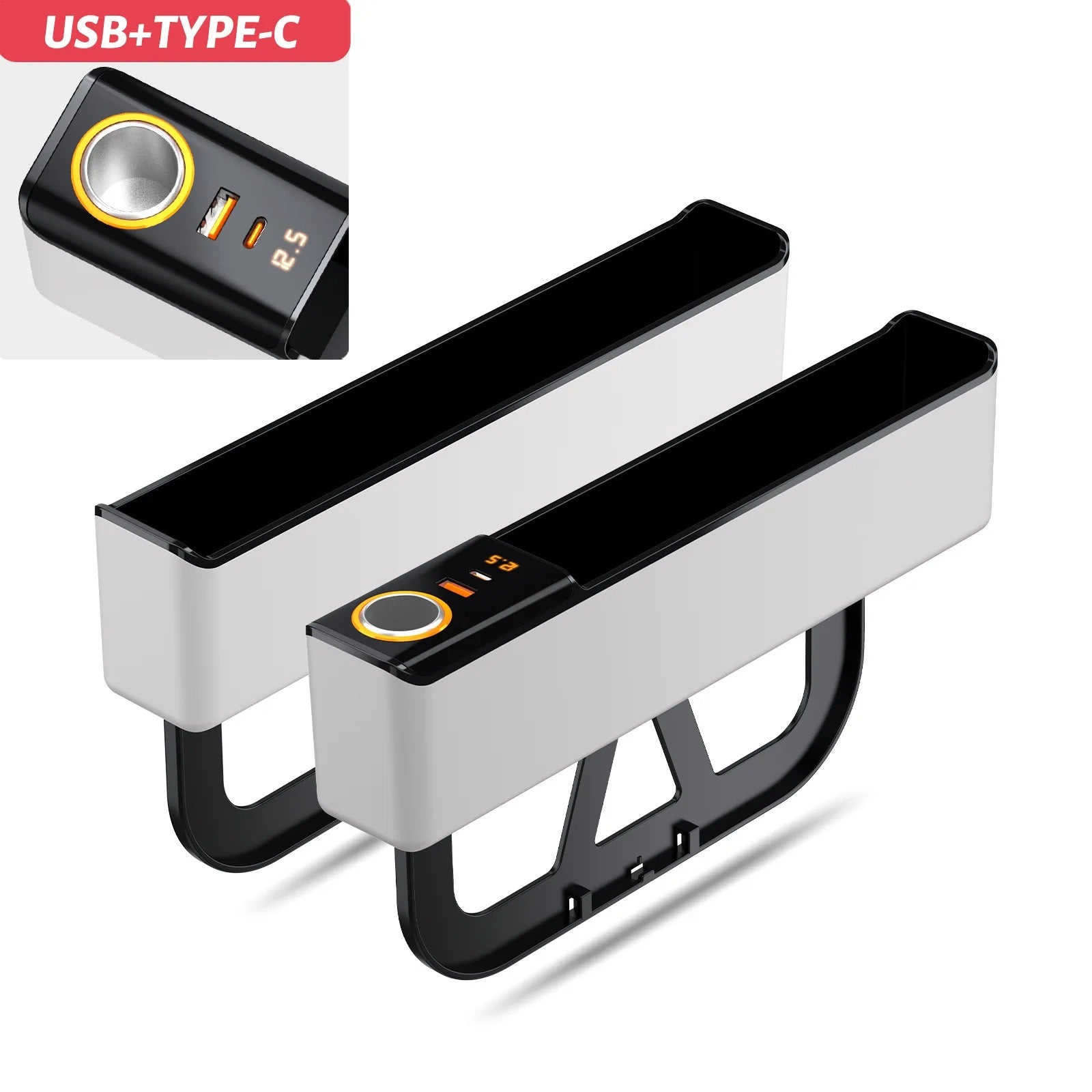 Car Seat Gap Filler Organizer 52W Charging Car Organizer Storage Box Base Removable Seat Gap Filler for Car Organizer Front Seat - Delicate Leather