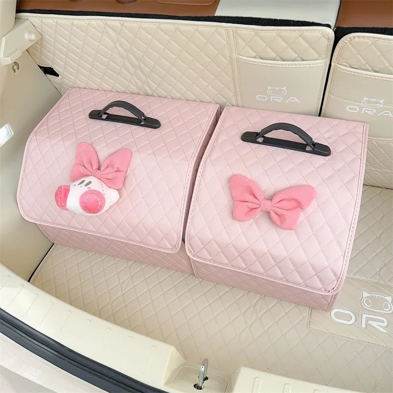 Cute Car Trunk Organizer for Women – Foldable, Versatile & Stylish Storage Solution, Gift For Mother's Day 2025 - Delicate Leather
