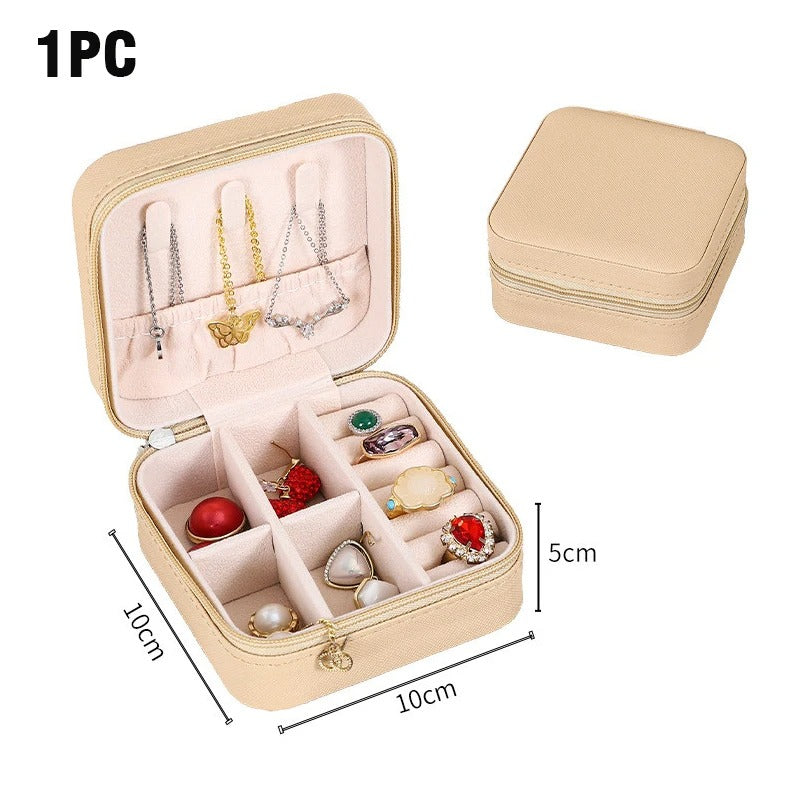 Double Layer PU Leather Portable Travel Jewelry Box - Storage Organizer Packaging Case for Earrings, Rings, Necklaces