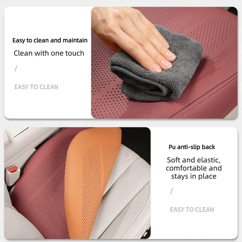 Universal Car Seat Cushion – Breathable Full-Cover Seat Pad for All Seasons - Delicate Leather
