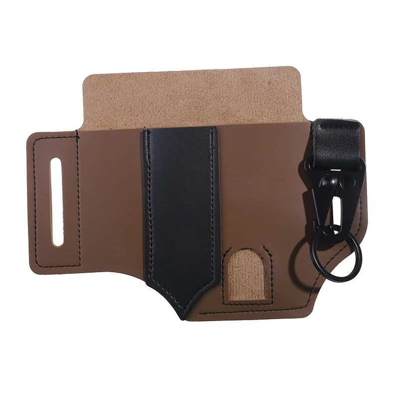 Tactical Multi-Tool Belt Leather Bag - Portable Tool Storage Holster for Outdoor Camping, Hunting, and EDC - Delicate Leather